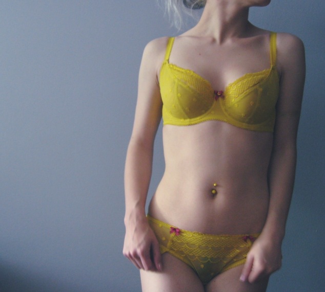 Yellow Bra and Briefs Matching Lingerie